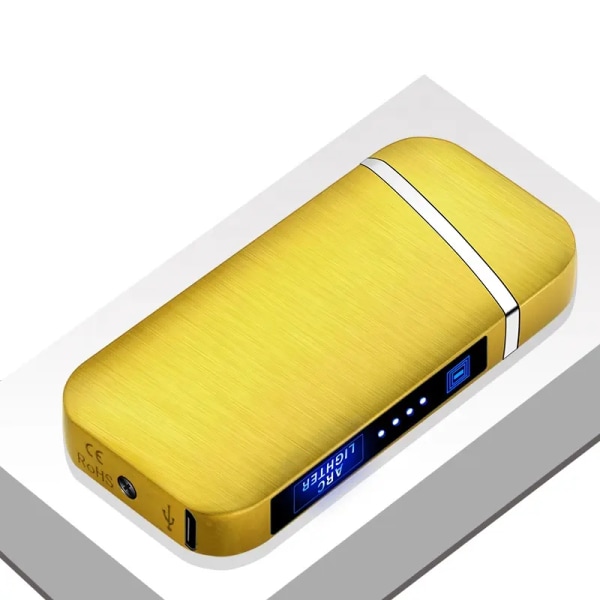 USB oppladbar elektrisk lighter med dobbelt lysbue med batteriindikator (oppgradert berøringsbryter), vindtett flammeløs plasmalighter for camping, F