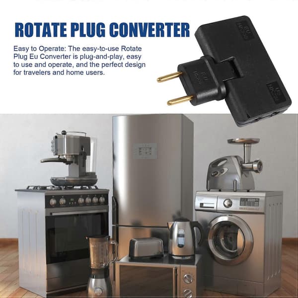 Rotating EU Plug Adapter 3 in 1 Rotatable Socket Extender 180 Degree Extension Plug Mini Socket Adapter, Black
