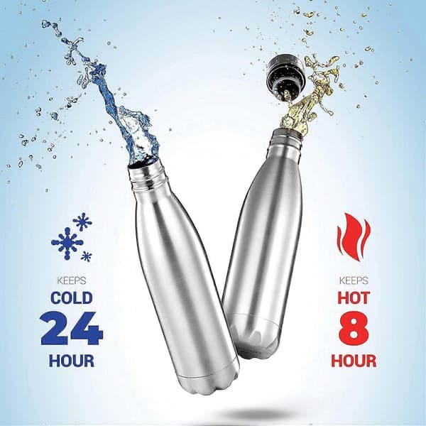 Trippel Isolerad Vattenflaska i Rostfritt Stål (2-pack) 500 ml Isolerade Vattenflaskor, 100 % Läckagesäker Reseflaska Håller Värmen