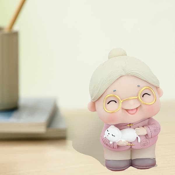 Miniatyrmodell av besteforeldre - Gave til morsdag - Kakepynt - Borddekorasjon - Bestemor