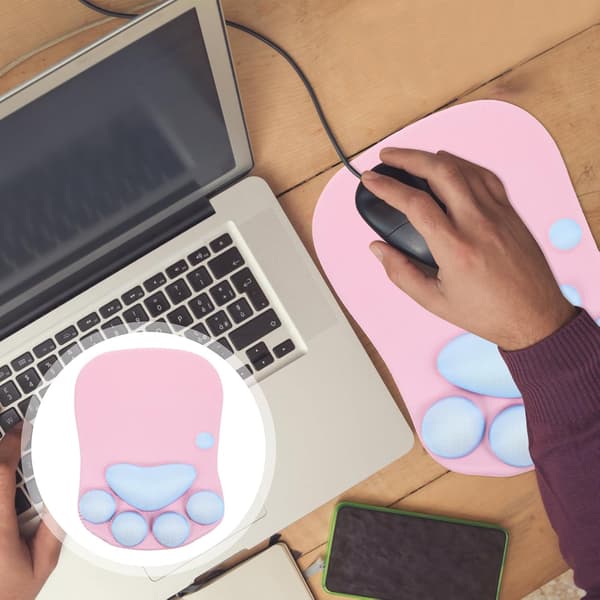 Ergonomic Mouse Pad Wrist Rest Portable Mouse Mat Cat Paw Pattern Non-slip Mouse Pad