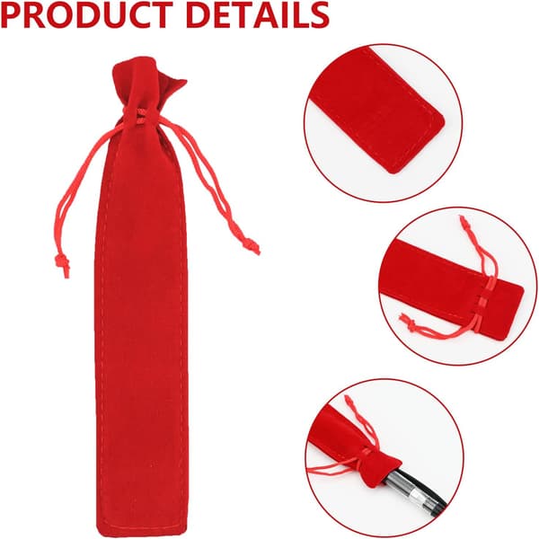 20 Red Velvet Pouches for Pens/Pencils, Drawstring Storage Case, Student Gift