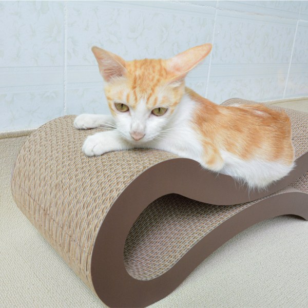 Cat Scratcher Cardboard, Sengemøbelbeskytter, Infinity Shape, Buet（kaffefarge）