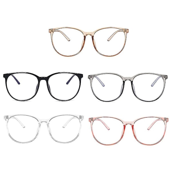 Anti Blåljus Glasögon För Män och Kvinnor - Runda Datorglasögon - Rosa Klara Glas Gray