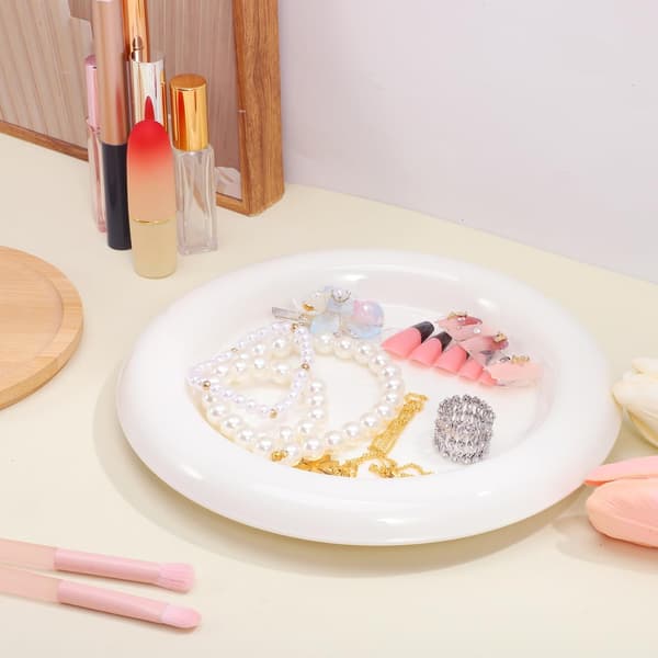 Vit keramisk fruktsalladsfrukostbricka - Vit