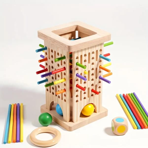 3-in-1 Montessori-puutikkupeli