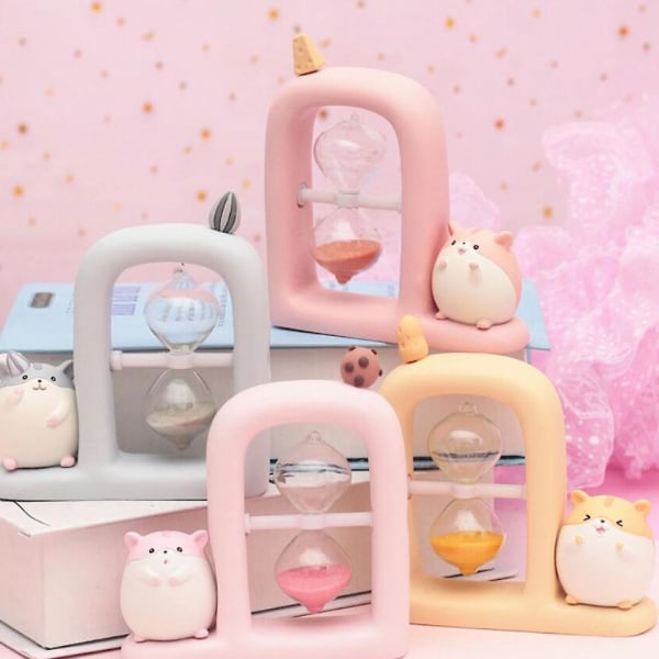 Kreativ Sandtimer med Hamster i Cartoon-Stil - Söt Sandklocka i Grå - 11,5*4cm Grey 11.5*4cm