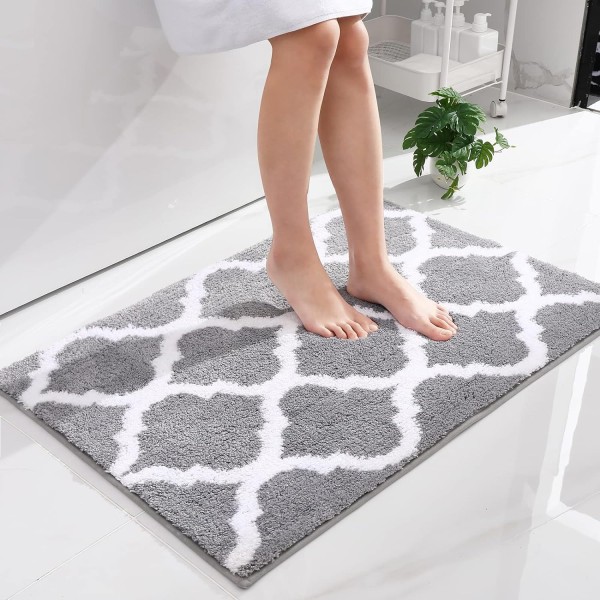 Soft and Absorbent Microfiber Bath Rugs, Non-Slip Shaggy Shower Carpet, Machine Wash Dry, Bath Mats for Bathroom Floor-50*80CM