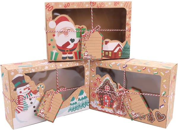 12-pack Christmas Candy Boxes with Transparent Paper Windows