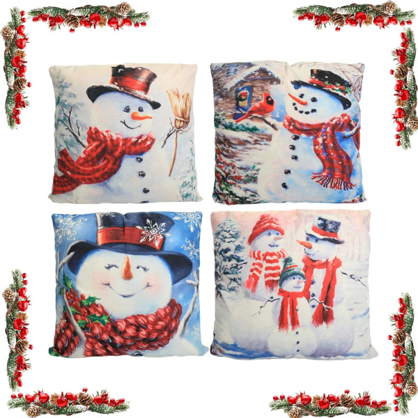 4 st jul kuddfodral, jul kuddfodral, snöflinga, tomte, för juldekoration soffa, säng, heminredning