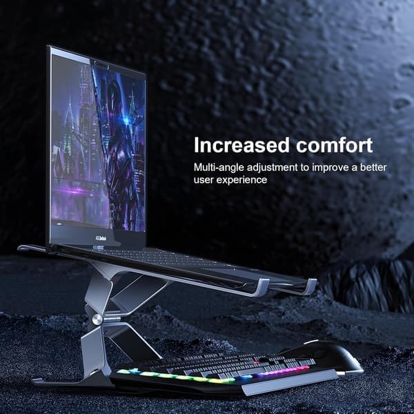 Adjustable Laptop Stand for Desk - Portable Ergonomic Riser for MacBook, Dell XPS, HP & Lenovo, Improves Posture (Grey) [Ho]