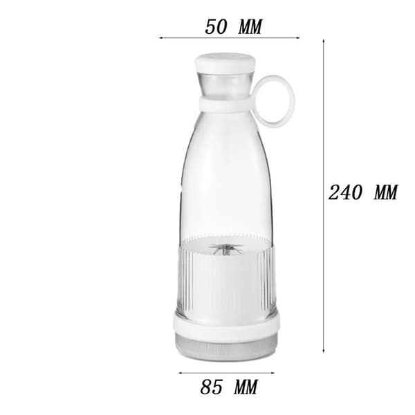 Hvit vannflaske med juicer, multifunksjonell USB-oppladbar juicekopp