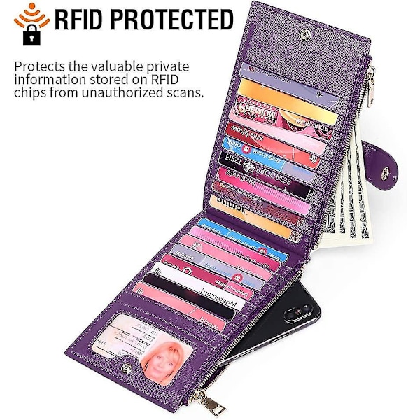 Dametæske, Kvinders Tegnebog RFID Blokering Lang Tegnebog Kvinder Kreditkort Holder