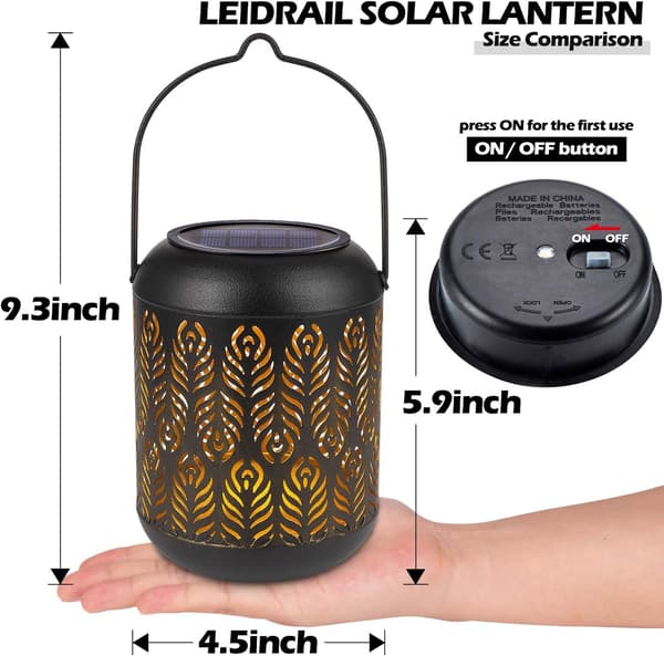 Udendørs solcellelanterne, 2 stk. udendørs solcellelampe LED solcellelanterne have