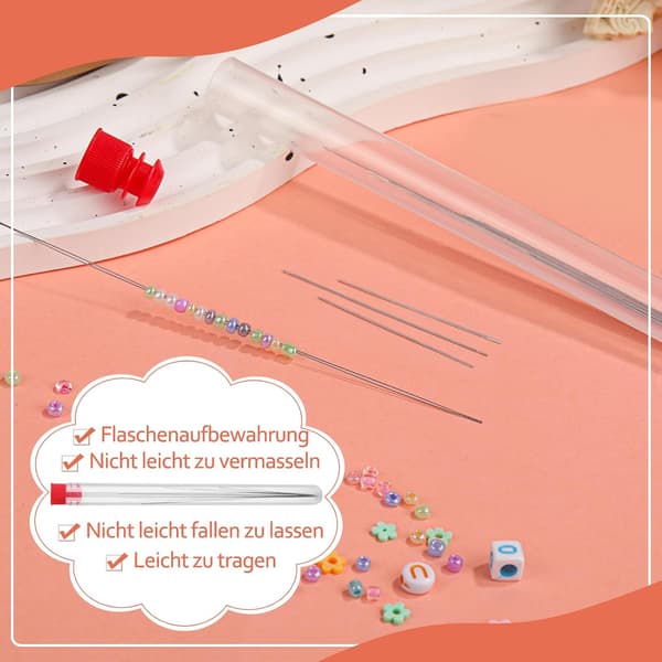 Beading Needle Set, 6 Sizes, for Seed Beads, Beading Needles for Beading Threading, Extra Thin, with Spray Bottle for Crafts and Jewelry Making