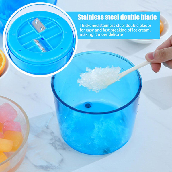 Manuaalinen kotitalouksien pieni jäämurskain, Mini Hail Blasting Ice Hand Ice Mein Mein Ice Machine, jossa ruostumattomasta teräksestä valmistettu terä