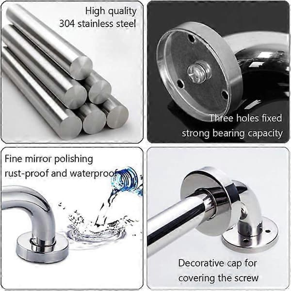 Non-slip Stainless Steel Shower Grab Bar for Wall Mounted Railing (30 cm)