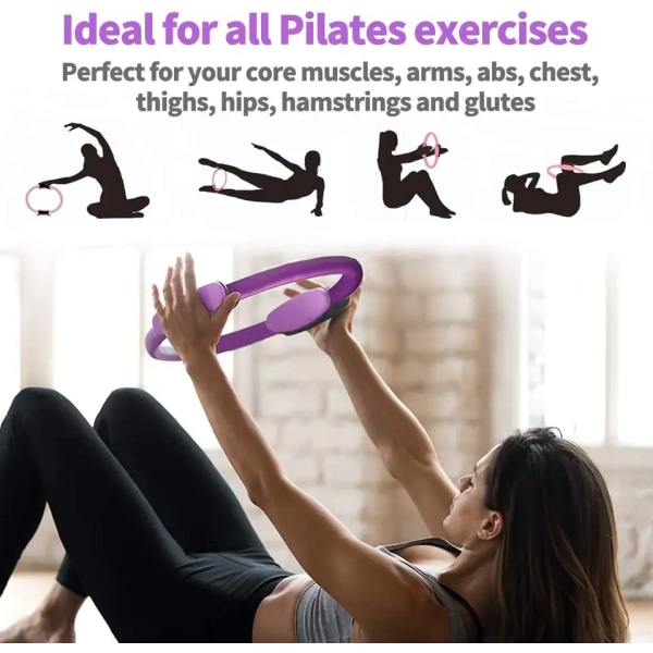 Pilates Ring Fitness Circle - Lette og holdbare skumpolstrede håndtag | Fleksibelt modstandstræningsudstyr til toning af arme, lår/ben og kerne,
