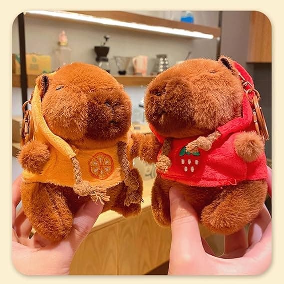 Cute Capybara Plush Keychain Pendant, Cartoon Doll Keychain - Red Red Red