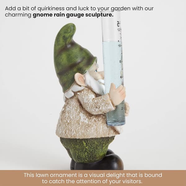 Havepynt - Håndmalet regnmålerskulptur til græsplæne eller terrasse - Polyresin figur
