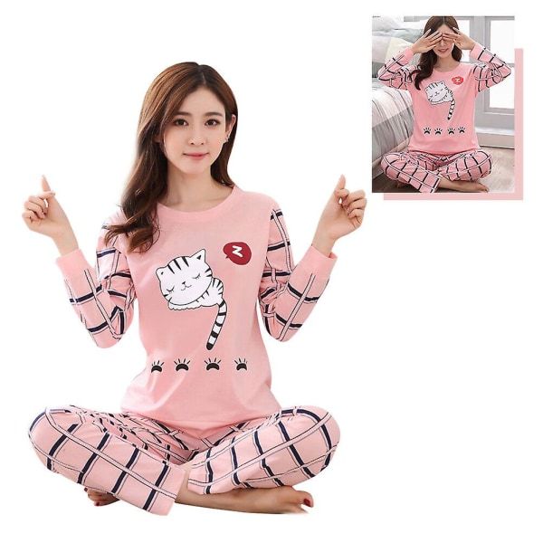 2 Pcs Girl Fall Outfits Girls Autumn Pajamas Cat Pattern Pajamas Set Pajamas Set Household Sleepwear