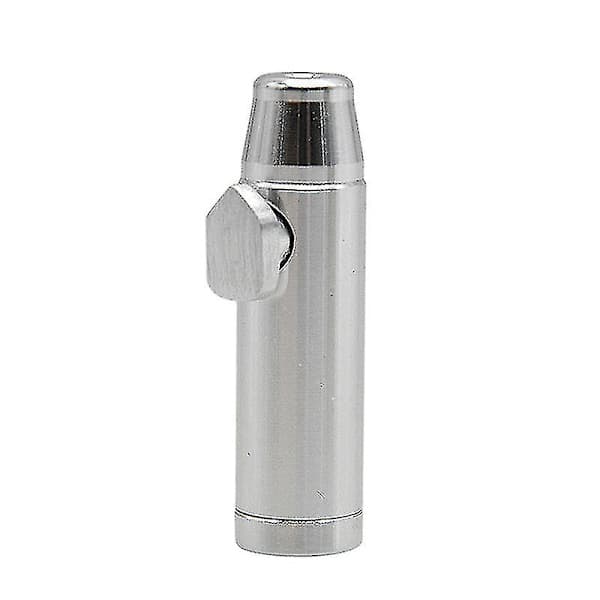 Metallisk Flad Kugle Sniffer Snorter Dispenser Sølv