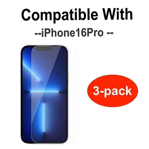 3-pack iPhone 16 Pro Härdat Glas - Skärmskydd Transparent iPhone 16 Pro