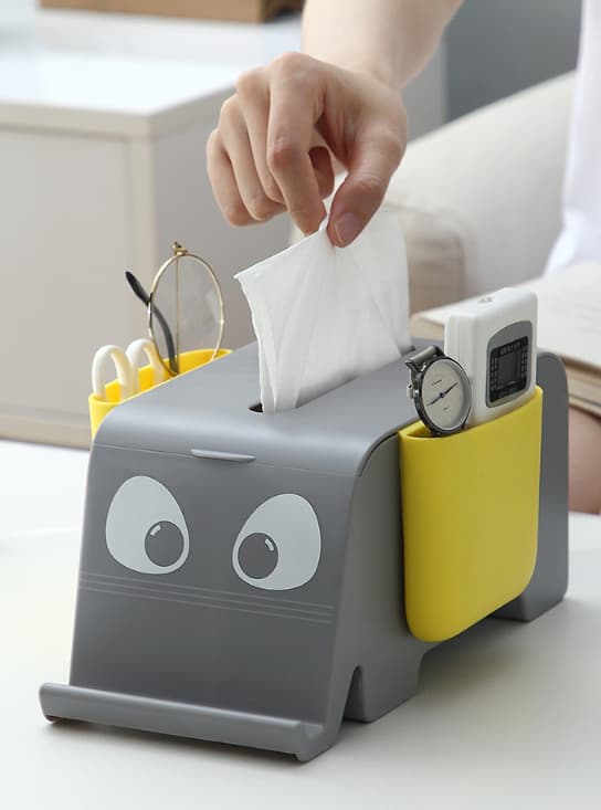 Blue Paper Towel Box, Household Cartoon Remote Control Storage Box