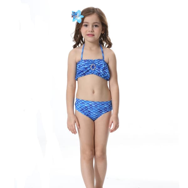 Barn och flickor vacker fiskstjärt bikini set baddräkt -9-10 år, mörkblå