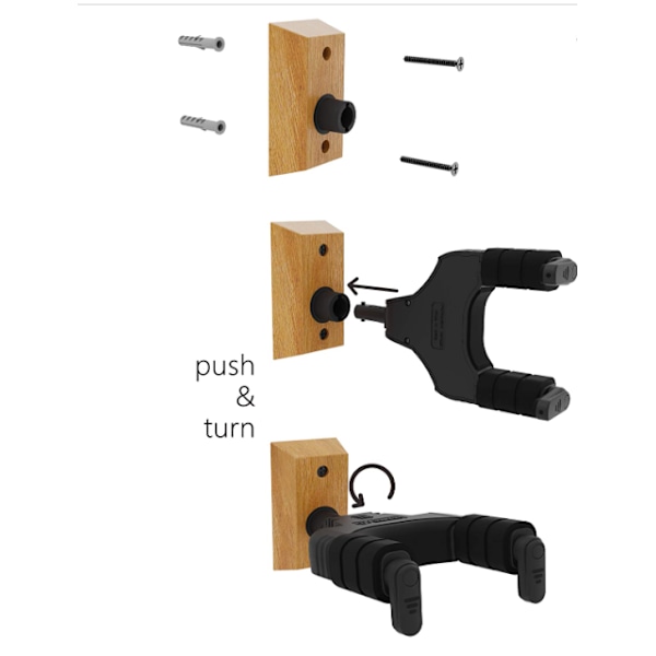2-pack. Gitarrväggfäste med krok för elgitarr, akustisk gitarr, bas, ukulele