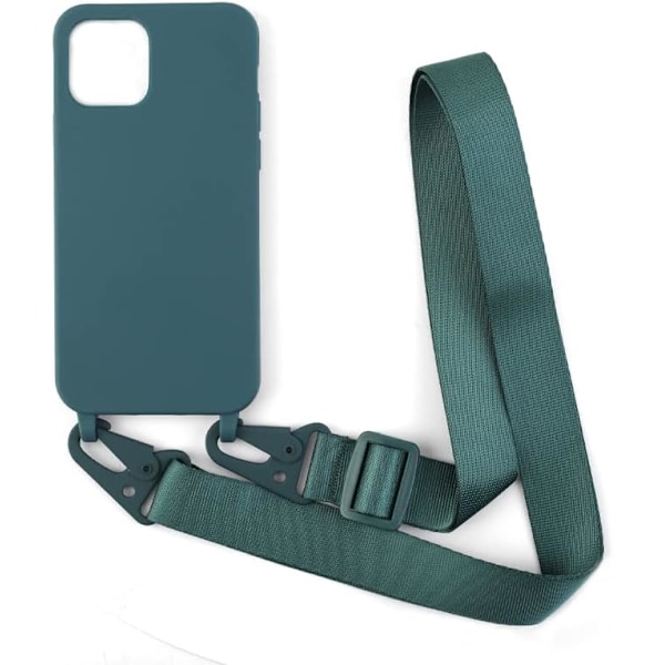 Kuori Yhteensopiva iPhone 13 Crossbody Silikoni Pehmeä Matta, Säädettävä Kaulahihna Tyylikäs Iskunkestävä Kuori - Tumma