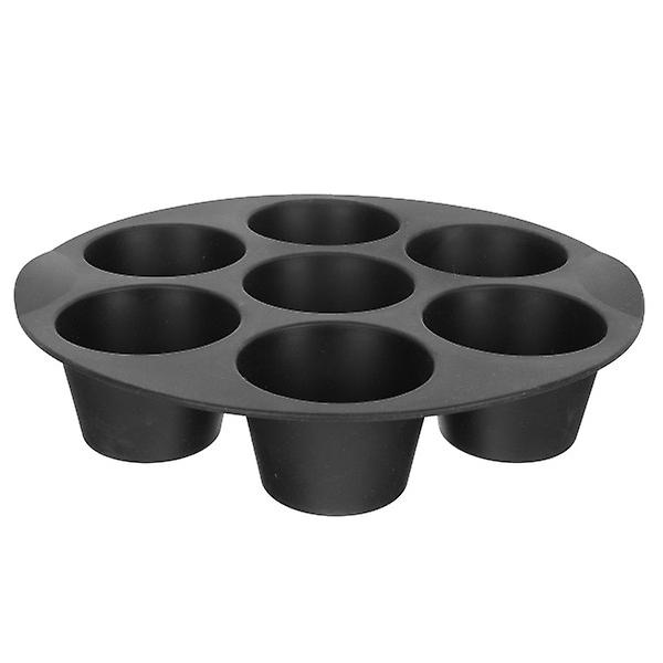 Cirkelmall Bakplatta för pannkakor Silikon Muffinsform 7 Koppar Kakformar Gummiform för muffins Svart 21,2 Black 21.2x21.2cm