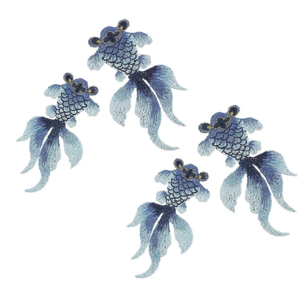 4 stk. broderte merker Gullfiskdesign Klesmerker DIY Klesdekorasjon_tfrf