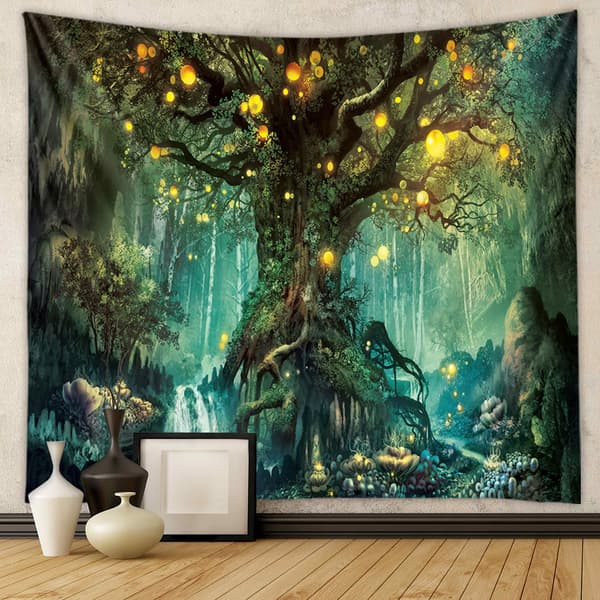 1 st 200 x 150 cm Livets Träd Väggbonad, Livets Träd, Psykedelisk