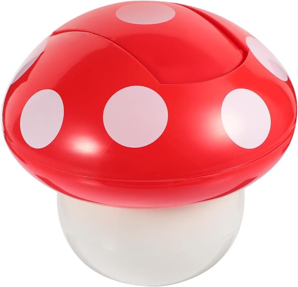 Mini soppbeholder med soppdesign og lokk, rød og hvit skrivebordsbeholder for kontor og stue