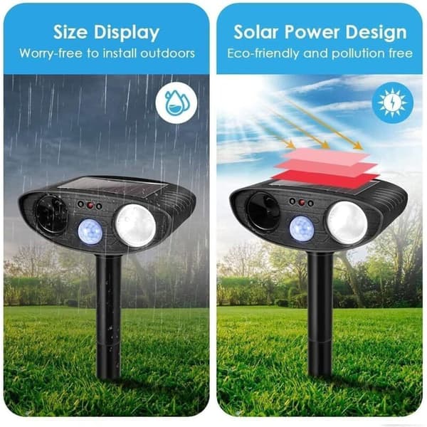 Ultrasonic Mouse Repeller. Solar-powered ultrasonic repeller against rodents with waterproof motion detector