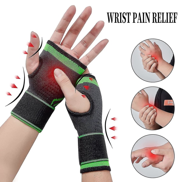 2pcs Wrist Support Brace,wrist Compression Sleeve Fingerless Gloves With Adjustable Strap For Arthritis