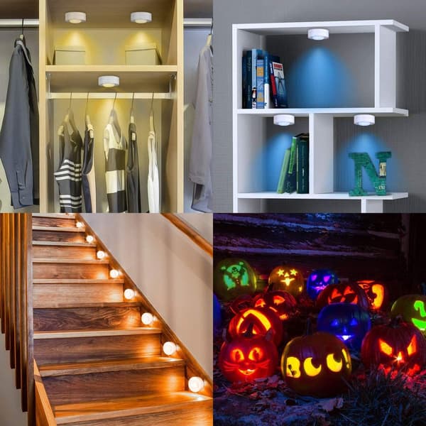 Cabinet Lighting, Warm White, 4000K, Self-Adhesive LED Spotlight, Battery Operated, with Remote Control