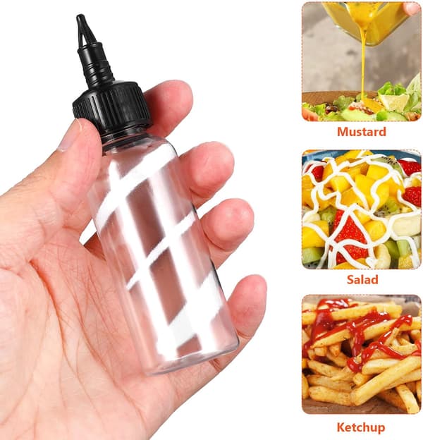 Spice Bottles with 12 Pointed Nozzles and Funnels for Precise Sauce Dispensing 5Oz