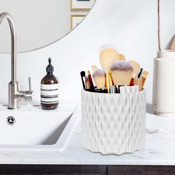 Makeup Organizer Brush Holder 360 Rotating Cosmetic Organizer Large Capacity Storage Box for Dressing Table Desk Bathroom Counter