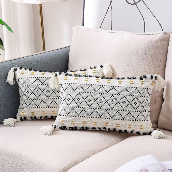 2kpl Cotton Weave Boho -koristetyynynpäälliset, tuftattu cover sohvalle, makuuhuoneeseen, olohuoneeseen, moderni