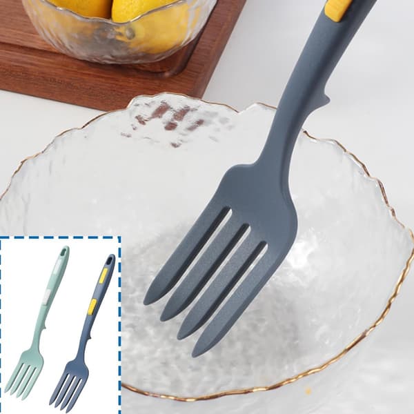 Silicone Roasting Fork - Heat-Resistant Non-Stick Cake Fork for Kitchen Utensils, Baking Accessories, Dark Blue 2-pack