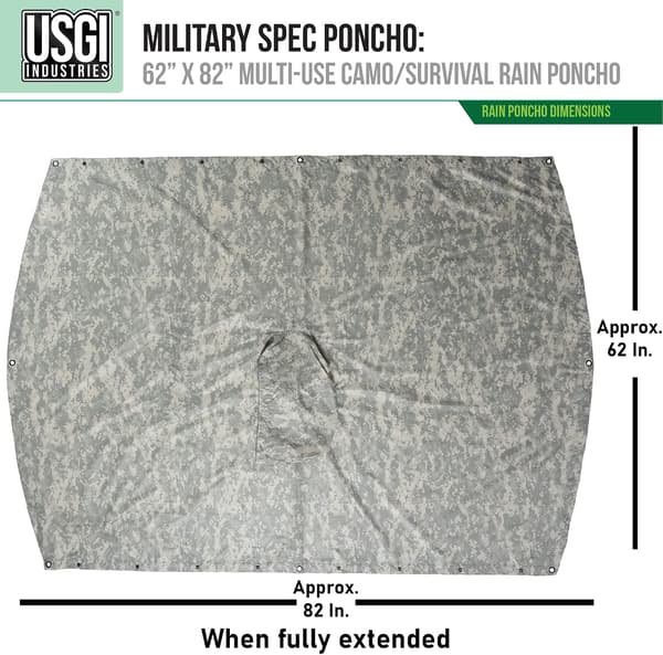 Militærstil Poncho Multifunktionel Rip Stop Camouflage Regnponcho