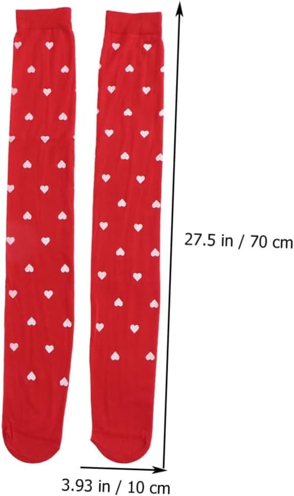 2 par romantiske Valentinsdag-strømper for kvinner med hjertemønster, lange strømper for rollespill, fest for henne