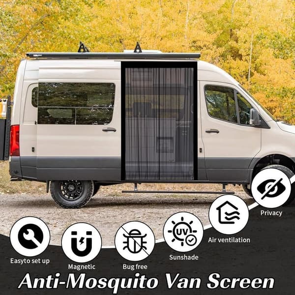 Magnetic Mosquito Net for Vans - 150 x 110 cm - Self-Closing Design - Weather-Resistant Fabric