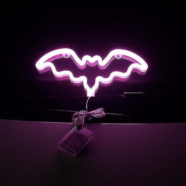 Fledermus Neon Skilte, LED Festival Pink Fledermaus Neon Lys, Dekorationer Til Bord Skrivebord Indendørs Hjem Soveværelse Dekorationer USB Opladning Batteri