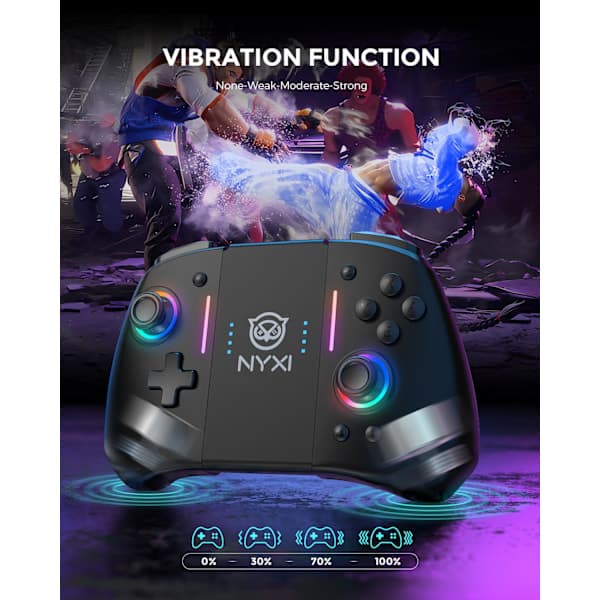 Hyperion Meteor Light trådløs Joy-pad med 8-farvet LED til Switch/Switch OLED - Julepakke