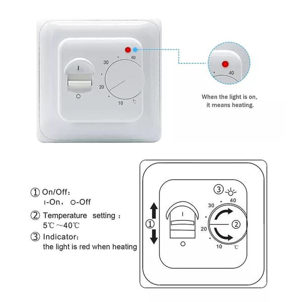 Gulvvarmetermostat Begrænsningssensor 16A Elektronisk Varmetermostat Gulvvarme Controller