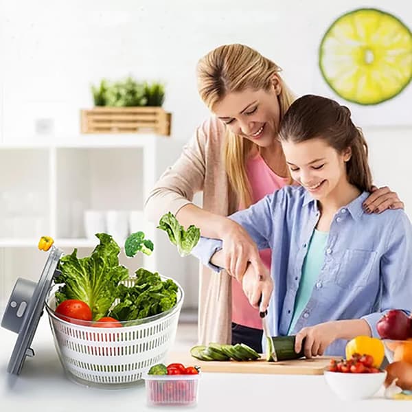 Electric Salad Spinner, 4000 ml Cordless USB Rechargeable Salad Spinner Dehydrator