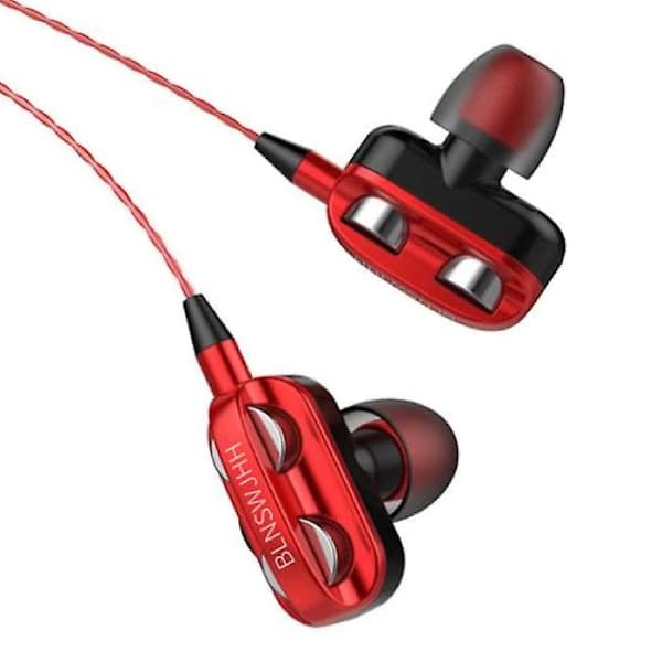 Bluelans Doble Element Hodetelefoner AUX 3.5mm - Kablede Hodetelefoner Rød